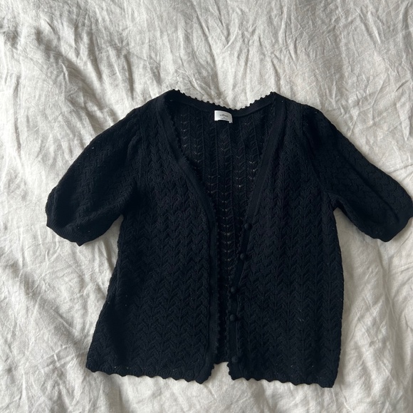 Aritzia Fike wool and cotton cardigan in black - Picture 1 of 5
